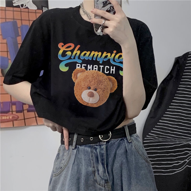 Áo Thun Crotop Form Rộng Unisex Tay Ngắn In Hình CHAMPION PEMATCH Ulzzang Style Hàn Quốc TTT0182