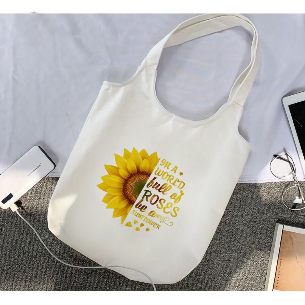 TÚI TOTE BẦU CANVAS HỌA TIẾT HOA HƯỚNG DƯƠNG