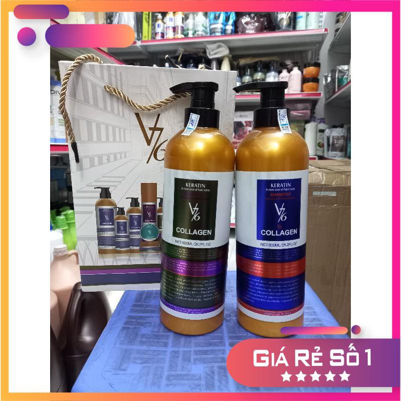 [CHÍNH HÃNG] GỘI XẢ KERATIN V76 COLLAGEN CẶP 800ML