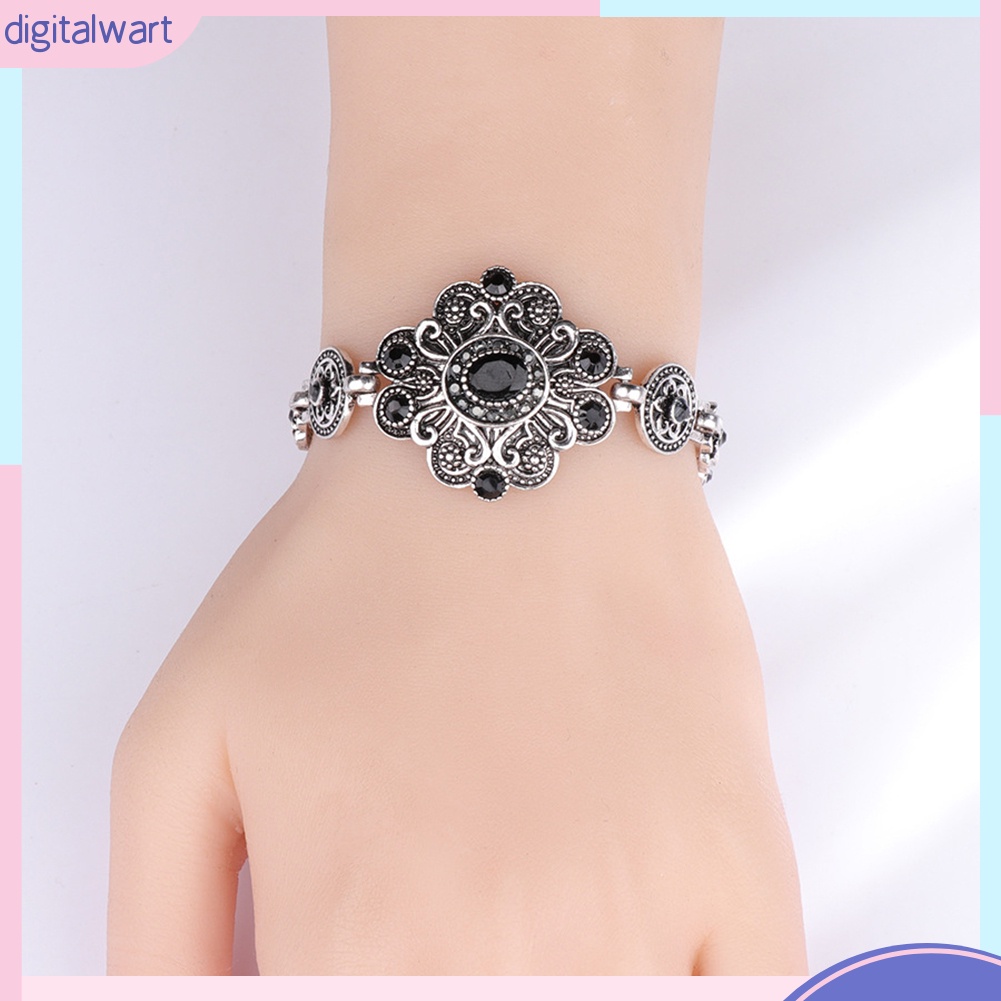 Vòng đeo tay thiết kế mặt bông hoa đính đá nhân tạo phong cách cổ điển thanh lịch thời trang dành cho nữ