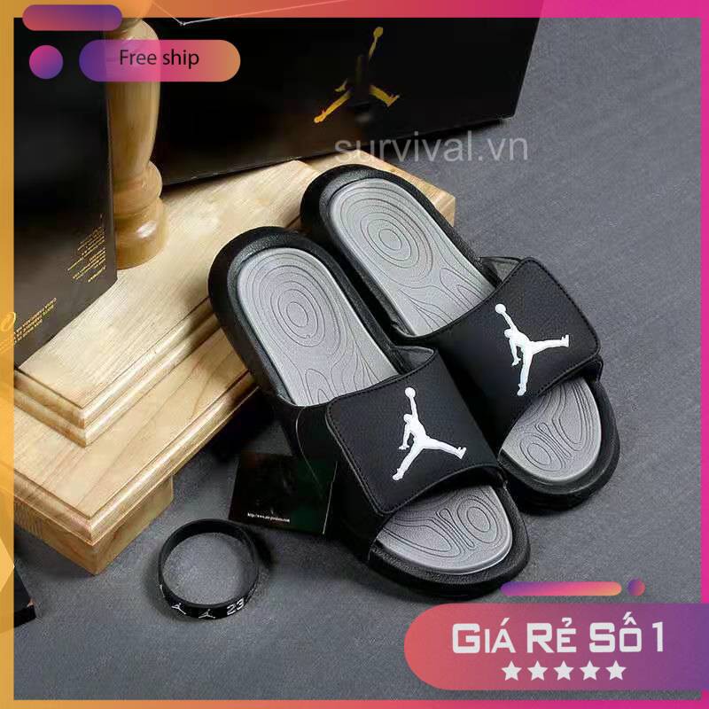 [Tặng Hộp + Freeship] DÉP Jordan 6 QUAI NGANG ĐEN - XÁM