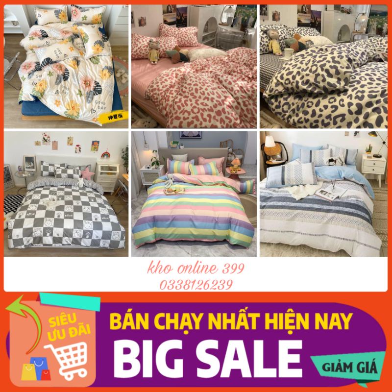 [RẺ VÔ ĐỊCH] set chăn ga gối cotton poly Hàn Quốc 4 món 1m6x2m, 1m8x2m, 2mx2m2, chăn ga gối nệm, ga trải giường, vỏ gối