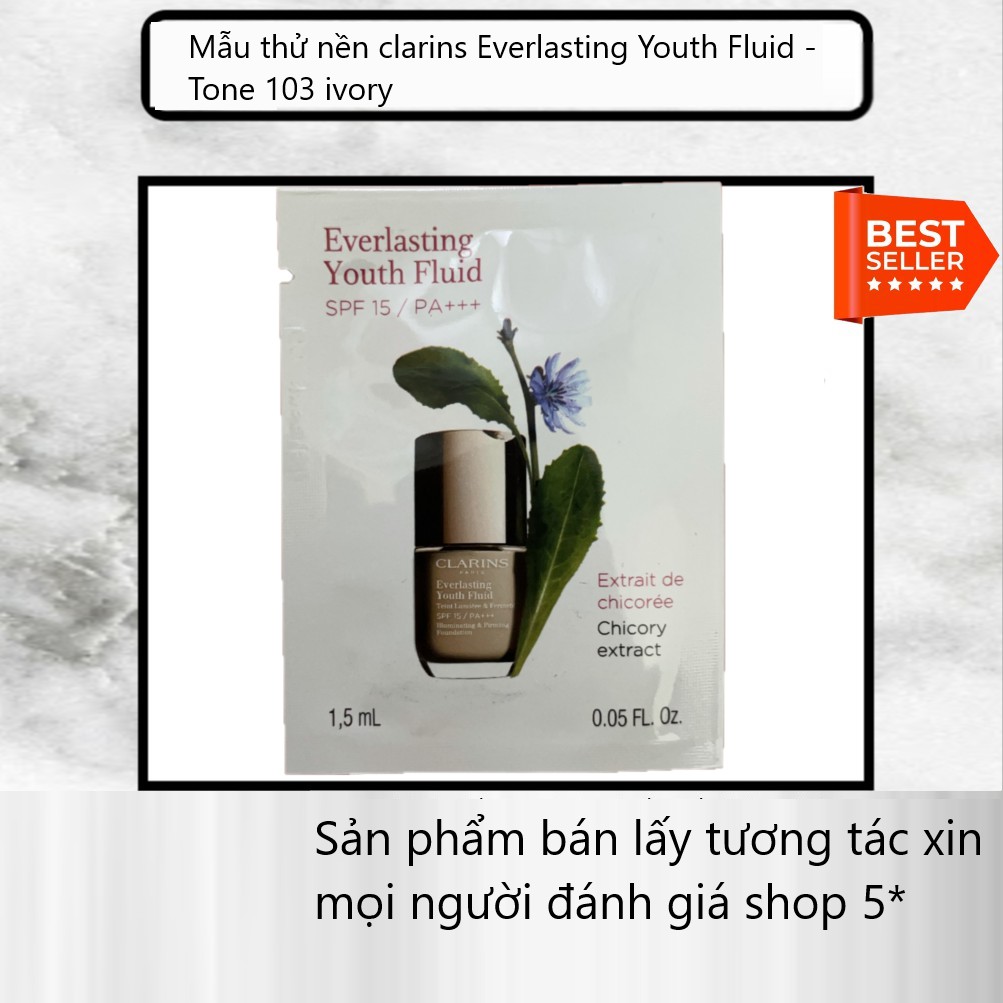 Mẫu thử Sample nền clarins Everlasting Youth Fluid -Tone 103 ivory | BigBuy360 - bigbuy360.vn
