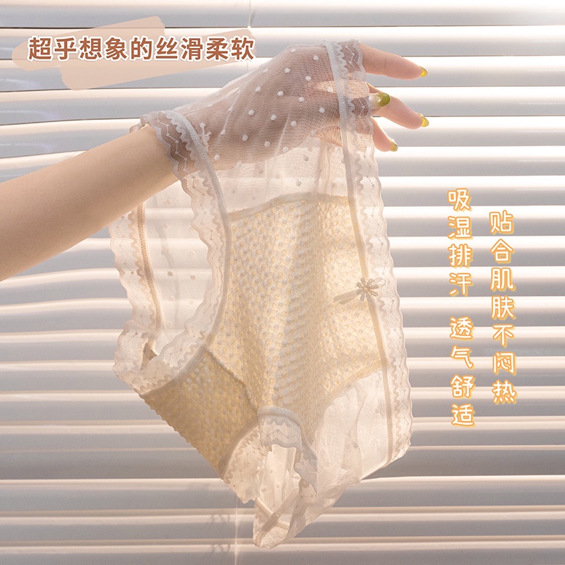 Quần Lót Nữ Phối Ren Lưới Phong Cách Nhật Bản Quyến Rũ