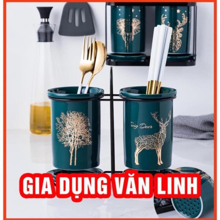 Ống cắm đũa sứ xanh cao cấp