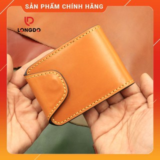Bóp nam mini - ví sen 5 da pullup cao cấp màu vàng bò - cam kết 100% da bò thật - longdo leather