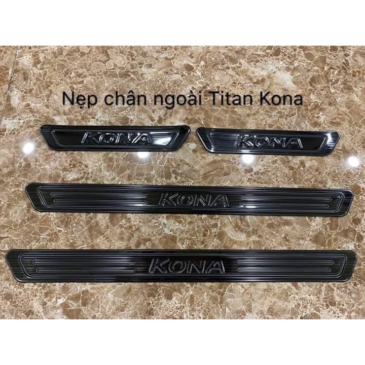 Ốp bậc cửa, nẹp bước chân trong, ngoài titan cho Kona 2018-2020 hàng cao cấp