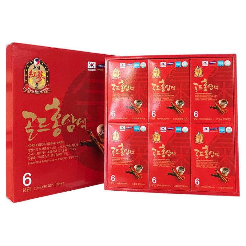 Nước ép hồng sâm 6 năm tuổi Hàn Quốc Daeyoung Korean Red Ginseng Drink hộp 30 gói x 70ml