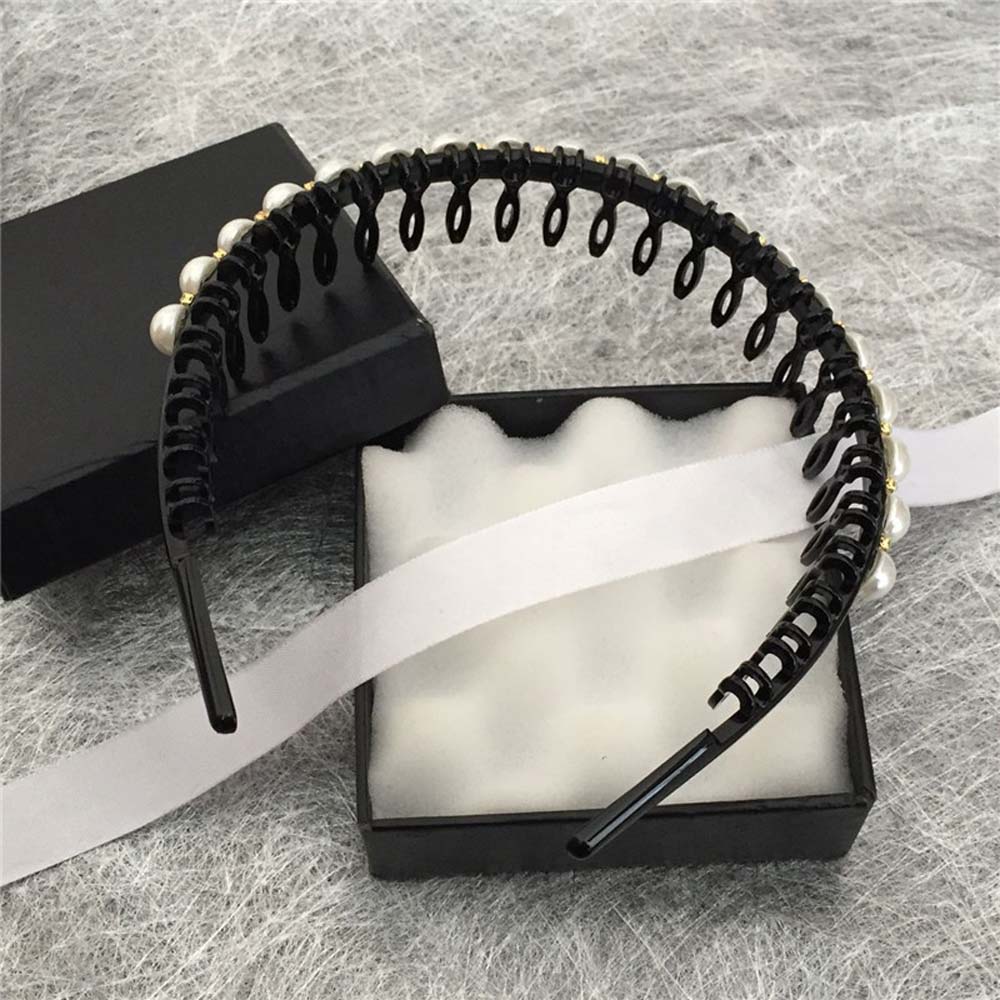 BACK2LIFE Simple Wash Face Hair Hoop Girls Hair Accessories Pearl Headband Women Toothed Non-slip Korean|Temperament Hair Band white/black