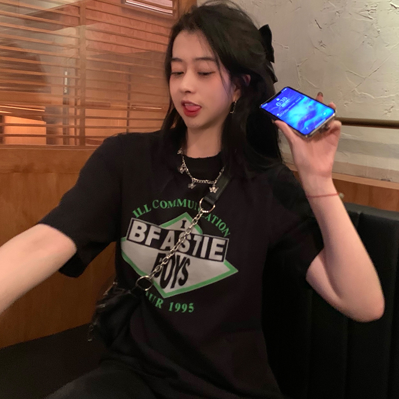 SUXI Áo Thun Tay Ngắn Dáng Rộng In Chữ Thời Trang Cho Nữ