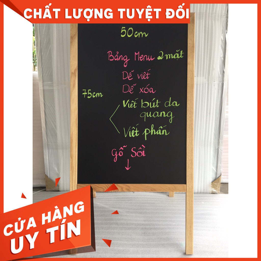 Bảng Menu- bảng nhà hàng một mặt khung gỗ 60*120 cm (Tặng bút hộp phấn)