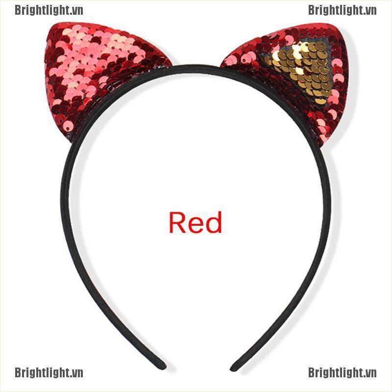 Kẹp Tóc Tai Mèo Đính Kim Sa Lấp Lánh Dễ Thương