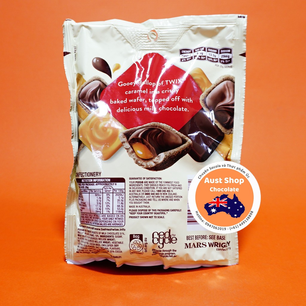 Bánh Pods Mars vị Twix 160 gram - Mars Twix Pods Chocolate Medium Bag - OZ - Aust Shop Chocolate