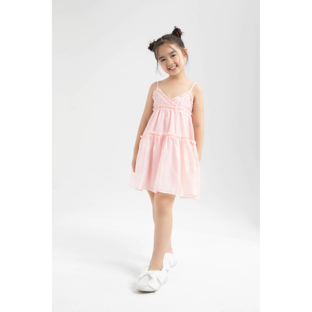 Đầm lụa 2 dây diềm bèo bé gái IVY moda MS 41G1267