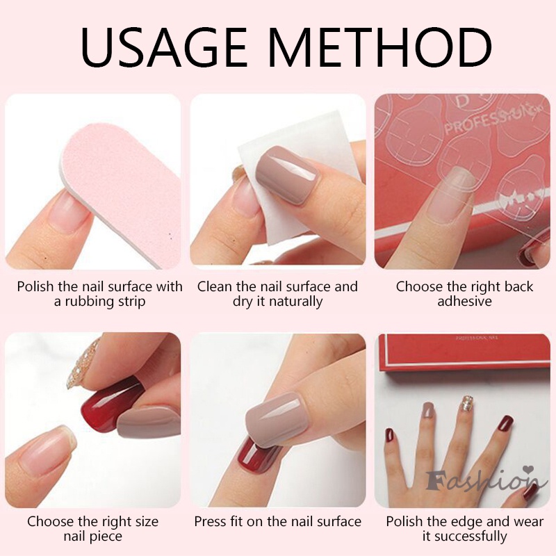 Set 24 Móng Tay Giả Sáng Bóng Thiết Kế Ngọt Ngào