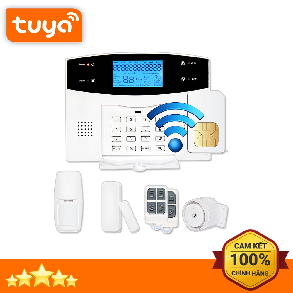 Bộ Báo Động Chống Trộm Qua WIFI + Sim GSM + PSTN Alarm Z6 Kết Hợp Thiết Bị Nhà Thông Minh Tuya Smart Home