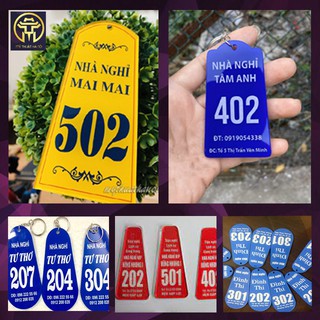 Móc Treo Chìa Khóa Khách Sạn, Nhà Nghỉ, Spa đơn giản tinh tế, Khắc Mica bằng lazer, Kèm Khuyên Sắt