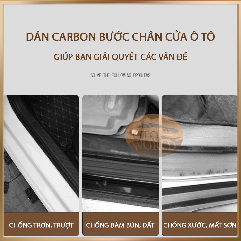 DÁN NẸP BƯỚC CHÂN CỬA Ô TÔ BẰNG CARBON CHỐNG XƯỚC, TRƠN TRƯỢT, MÀI MÒN, TĂNG TÍNH THẨM MỸ - BỘ 4 MIẾNG DÁN