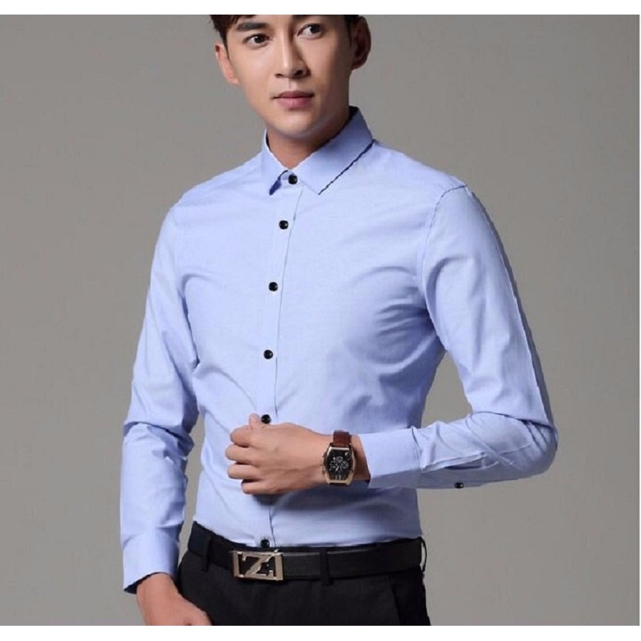 Áo sơ mi nam dài tay, áo sơ mi trắng tay dài form ôm chuẩn Hàn Quốc vải mềm mịn không nhăn