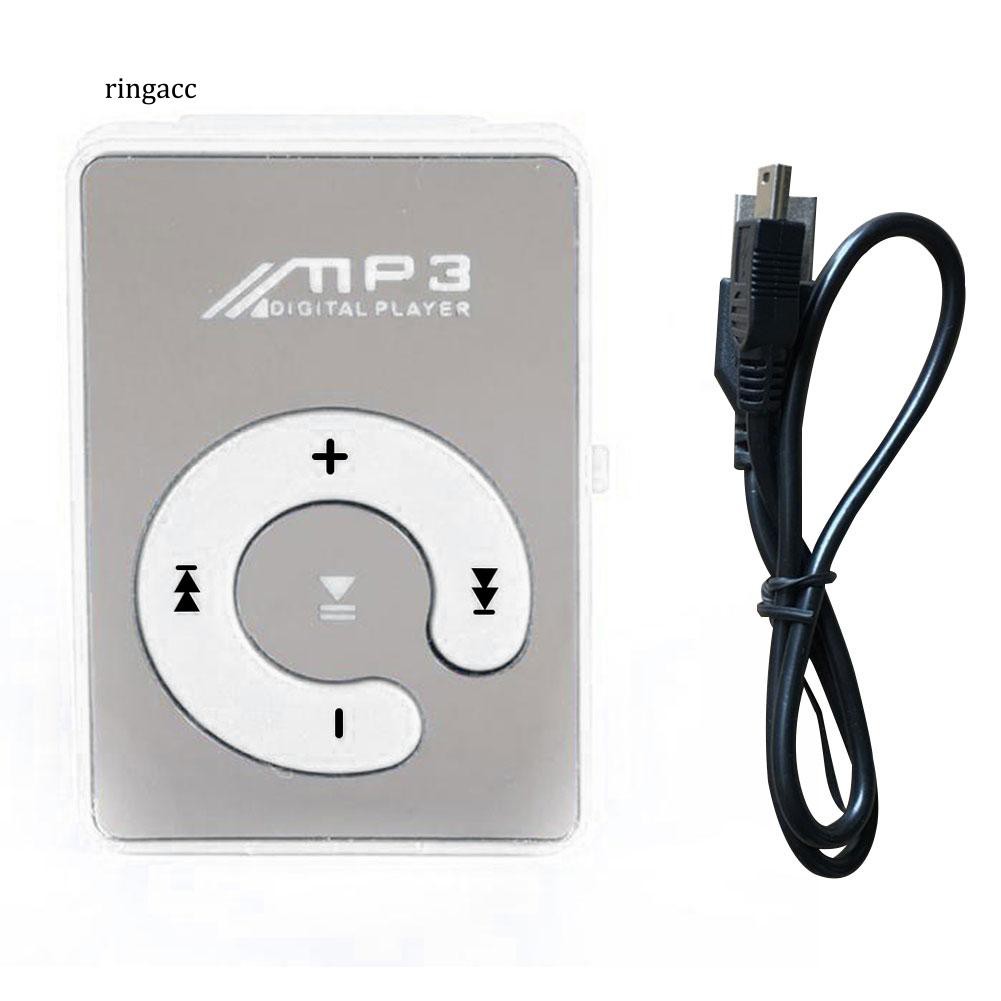 Máy phát nhạc MP3 có kẹp mini hỗ trợ thẻ nhớ Micro SD kích thước 4.3x2.9x1.7cm kèm dây cáp sạc và truyền dữ liệu