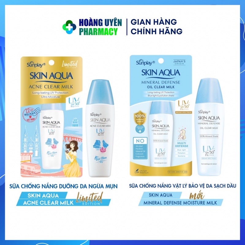 [Voucher Live] Chống Nắng Cho Da Mụn Sunplay Skin Aqua Acne Clear Milk