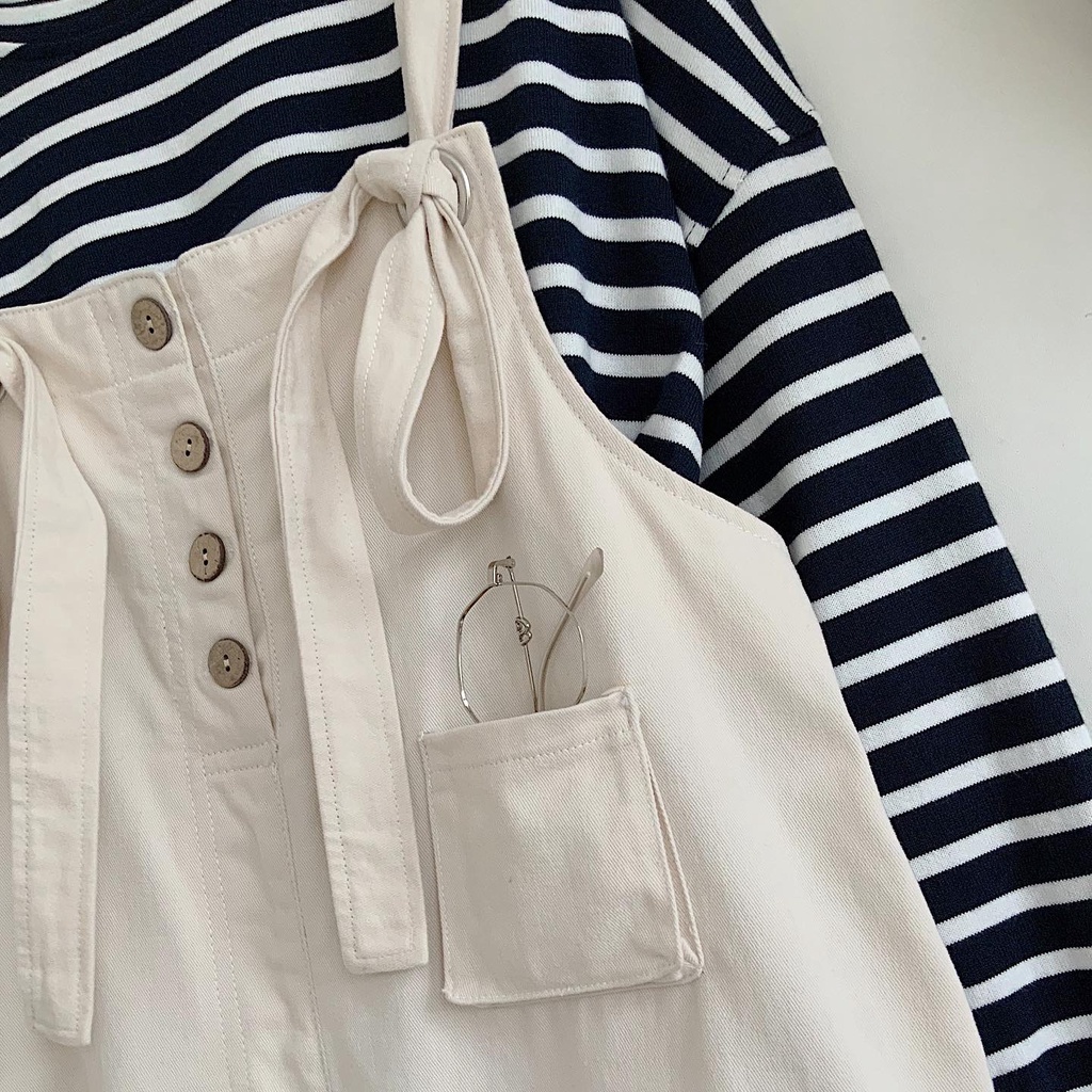 Quần Yếm Kaki Nữ JEMCLOSET Màu Be Yếm Quần Form Rộng Có Túi Trước AMOUR Phong Cách Basic Hàn Quốc Năng Động 7174