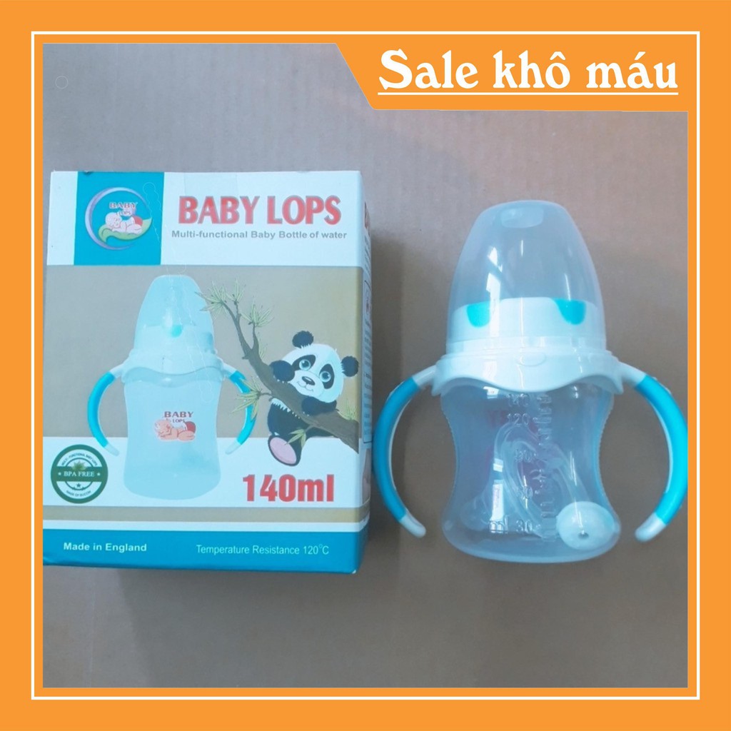 Bình Sữa Baby Lops Cổ Rộng Tay Cầm 140ml Siêu rẻ (MEVABE)