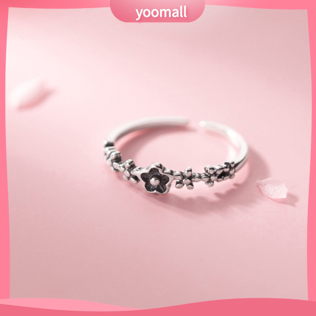 Yomall♡ Nhẫn Thiết Kế Hở Hình Hoa Thân Thiện Với Da Phong Cách Retro