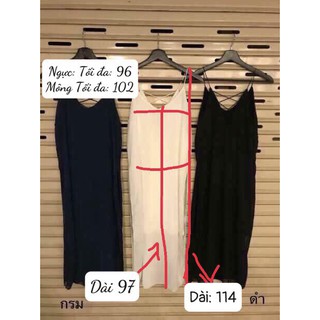 Đầm voan 2 dây xẻ tà thướt tha (freesize)