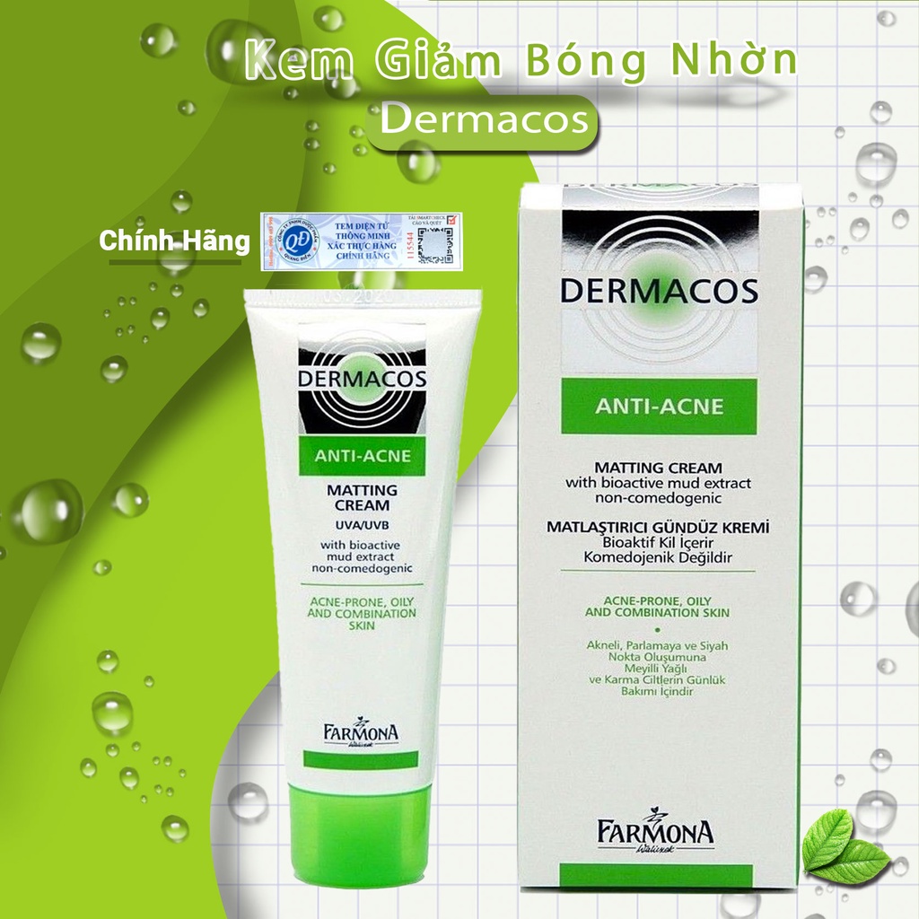 Kem Dưỡng Dermacos Cho Da Dầu Giảm Bóng Nhờn, Ngừa Mụn Farmona Dermacos Anti Acne Matting Cream 50ml