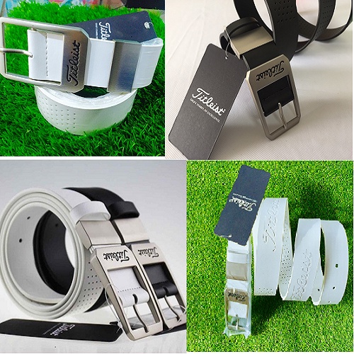 Thắt lưng golf nam da cao cấp, dây lưng thể thao Titliest màu trắng và đen sang trọng, lịch lãm