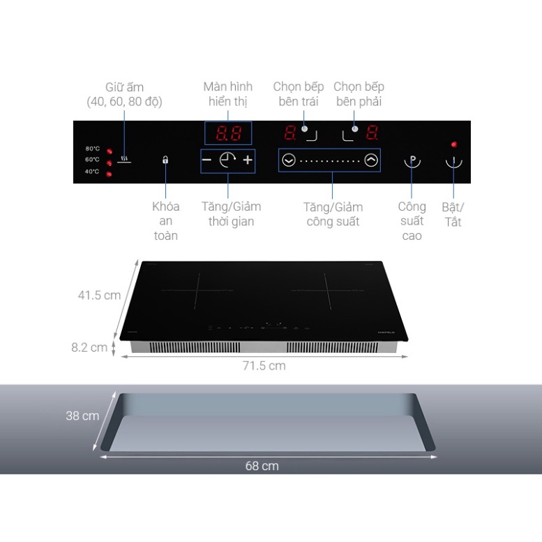 Bếp từ đôi Hafele HC-I2712A  Bảo hành chính hãng 3 năm Hàng chính hãng