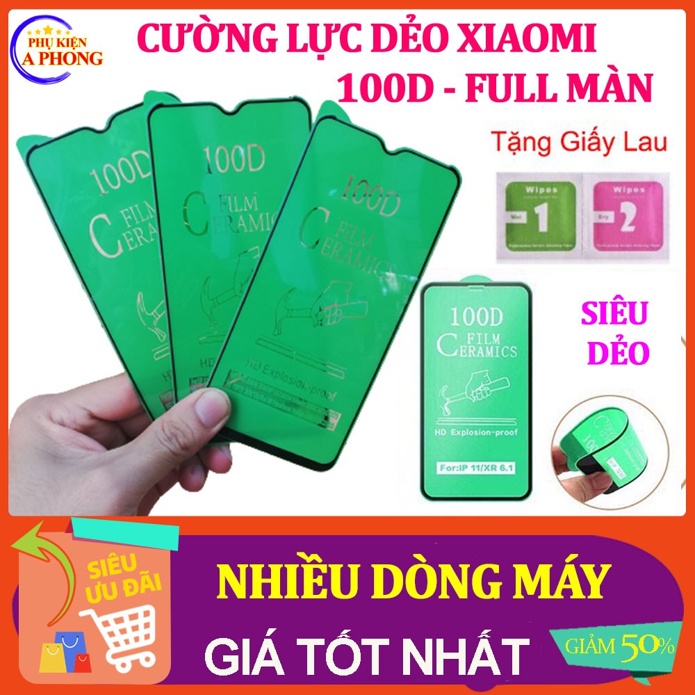 Cường lực Dẻo 100D Xiaomi Full màn Redmi Note 7/7pro,Redme 8/8A,mi8 lite,note 8/8 pro/Note 9pro/note9s