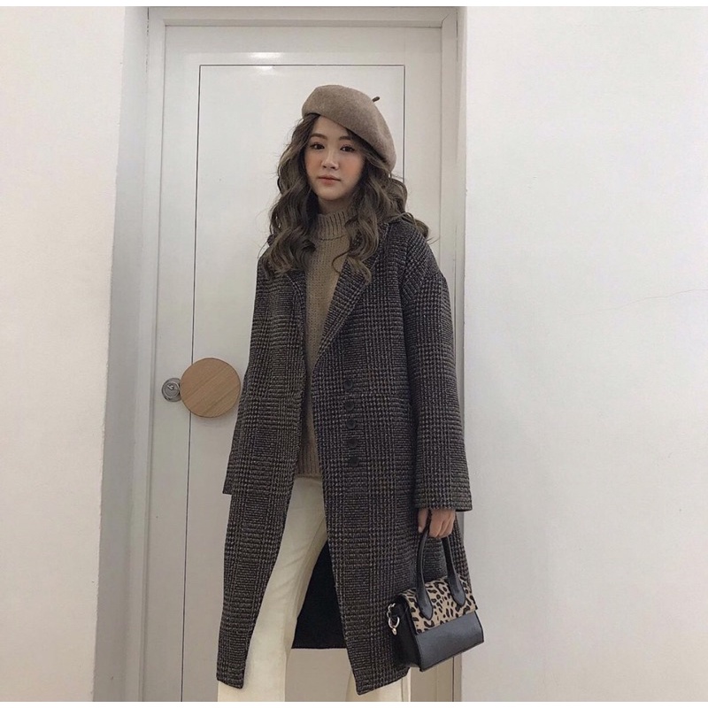 Áo Dạ Kẻ Dáng Dài/Ngắn Style Hàn Quốc | BigBuy360 - bigbuy360.vn