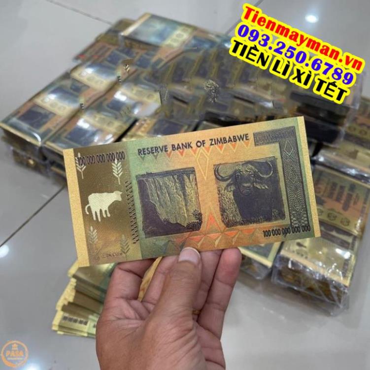Tờ Tiền 100 Ngàn Tỷ Zimbabwe Kỉ Niệm Bằng Plastic, Để Sưu Tầm, Làm Quà Tặng