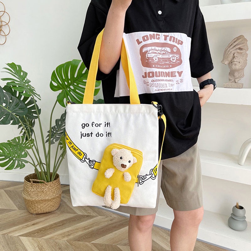 Túi Đeo Vai Vải canvas Cầm Tay In Họa Tiết Dễ Thương Thời Trang Cho Nữ