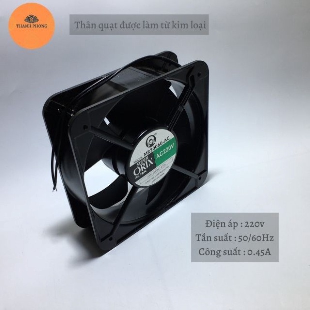 Quạt Hút Gió 12x12cm ORIX 220V , Vuông 20x20x6 Thông Gió Hút Mùi Tản Nhiệt