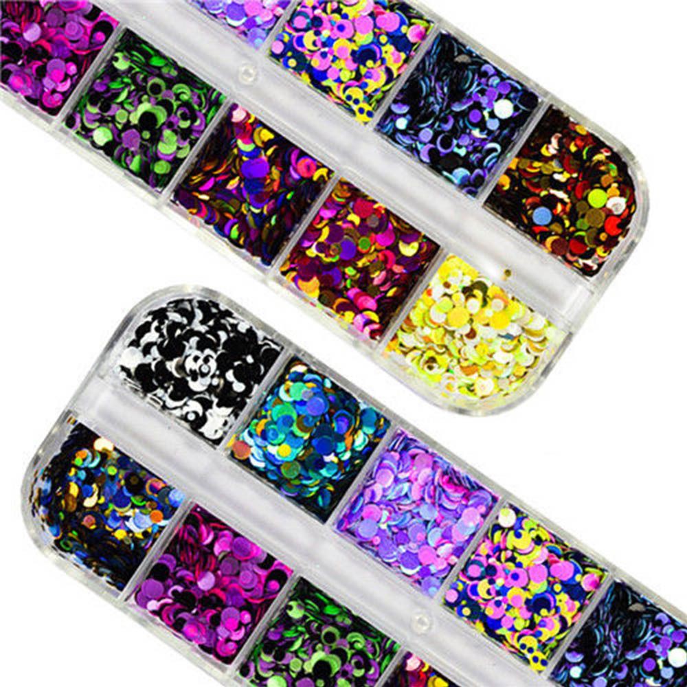Set hạt đính trang trí móng tay hình tròn nhiều màu sắc thời trang
