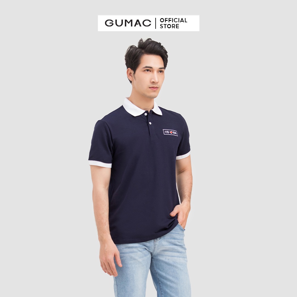 [Mã WABRGUM giảm 10% tối đa 30K đơn 99K] Áo thun nam polo thêu trái tim GUMAC tay ngắn thun cá sấu ATNB5101