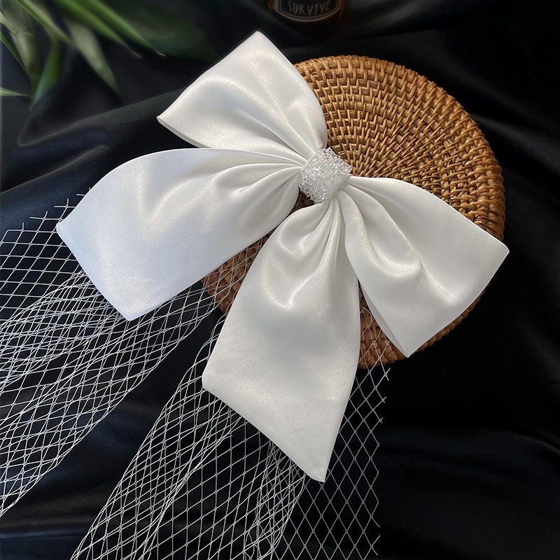 Nơ Cài Tóc Bằng Vải Satin Sang Trọng Cho Cô Dâu