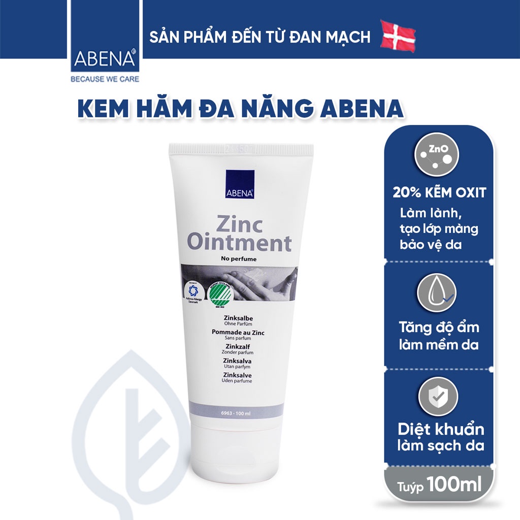[Mã BMBAU50 giảm 7% đơn 99K] Kem chống hăm đa chức năng Abena Zinc Oinment Nhập Khẩu Đan Mạch