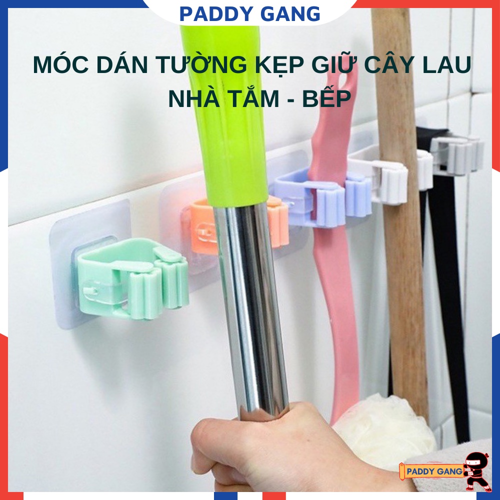 Móc Dán Tường Kẹp Giữ Cây Lau Nhà Tắm Bếp, Miếng Kẹp Chổi Chà Cọ Vệ Sinh Gắn Tường Miếng Dính Treo Chổi Chịu Lực