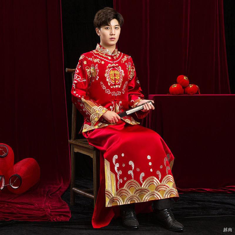 ☫✟Xiuhe dress cô dâu mới đám cưới Trung Quốc váy mùa xuân và thu áo màu đỏ của nam nữ 2021