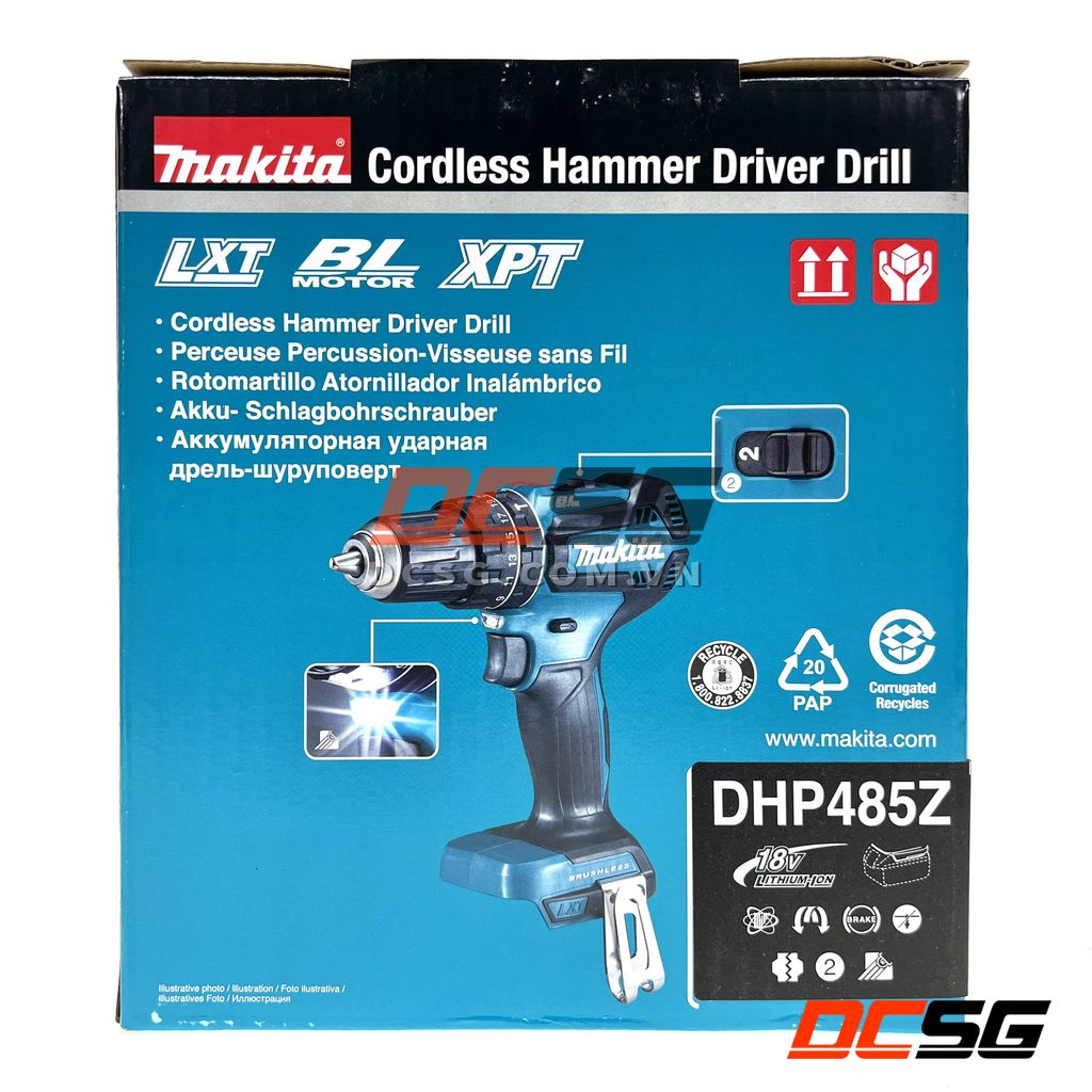 Máy khoan búa và vặn vít dùng pin LXT 18V Makita DHP485Z  | DCSG