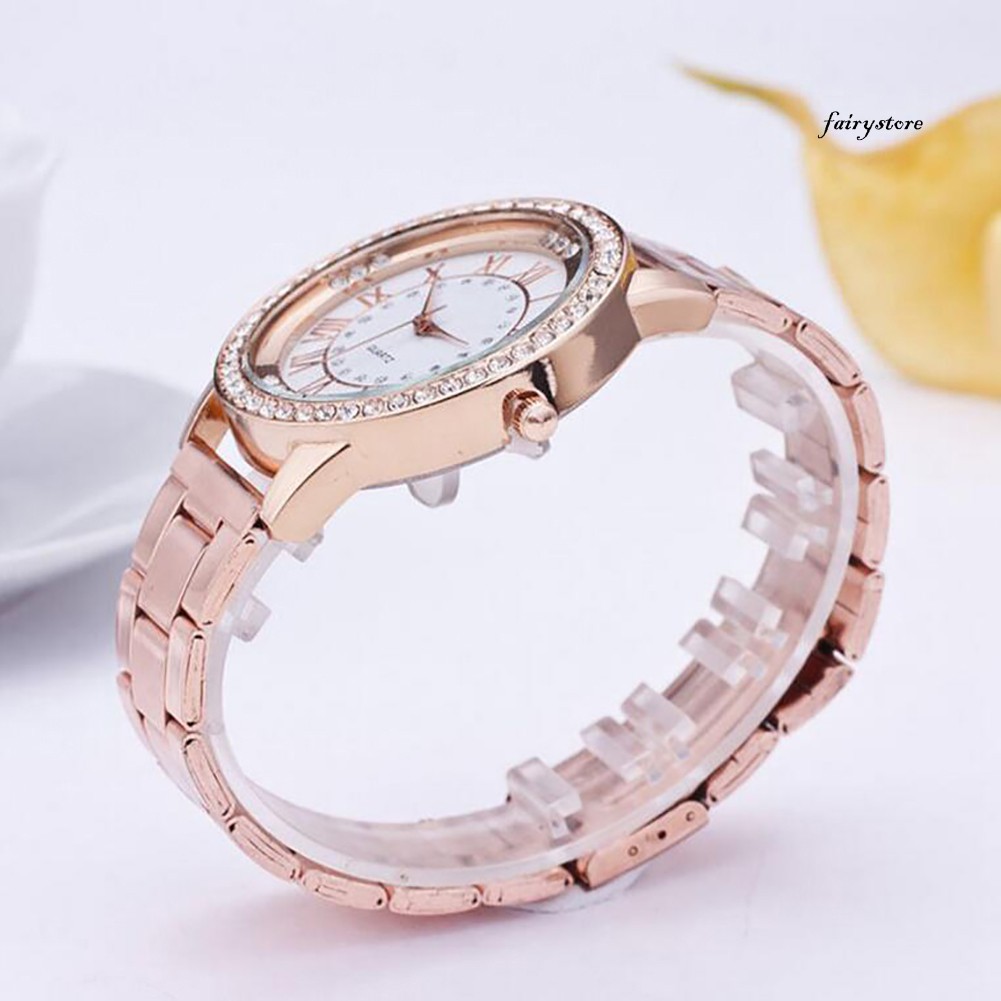 Đồng Hồ Analog Máy Quartz Nữ Đính Hột Xoàn Dây Thép Không Gỉ Thời Trang