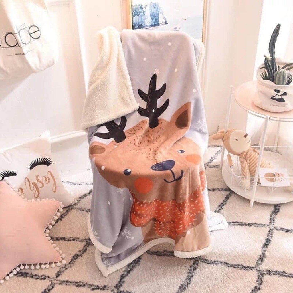 Chăn đi học cho trẻ, chăn lông cừu hàng nhập khẩu cao cấp 100cm*140cm