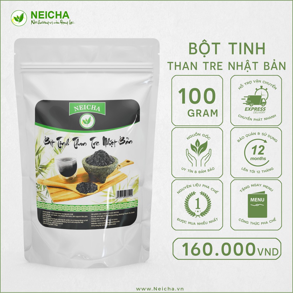 Bột Tinh Than Tre Nhật Bản Nguyên Chất 100% - Bột Tinh Than Tre Nhật Bản Neicha 100G