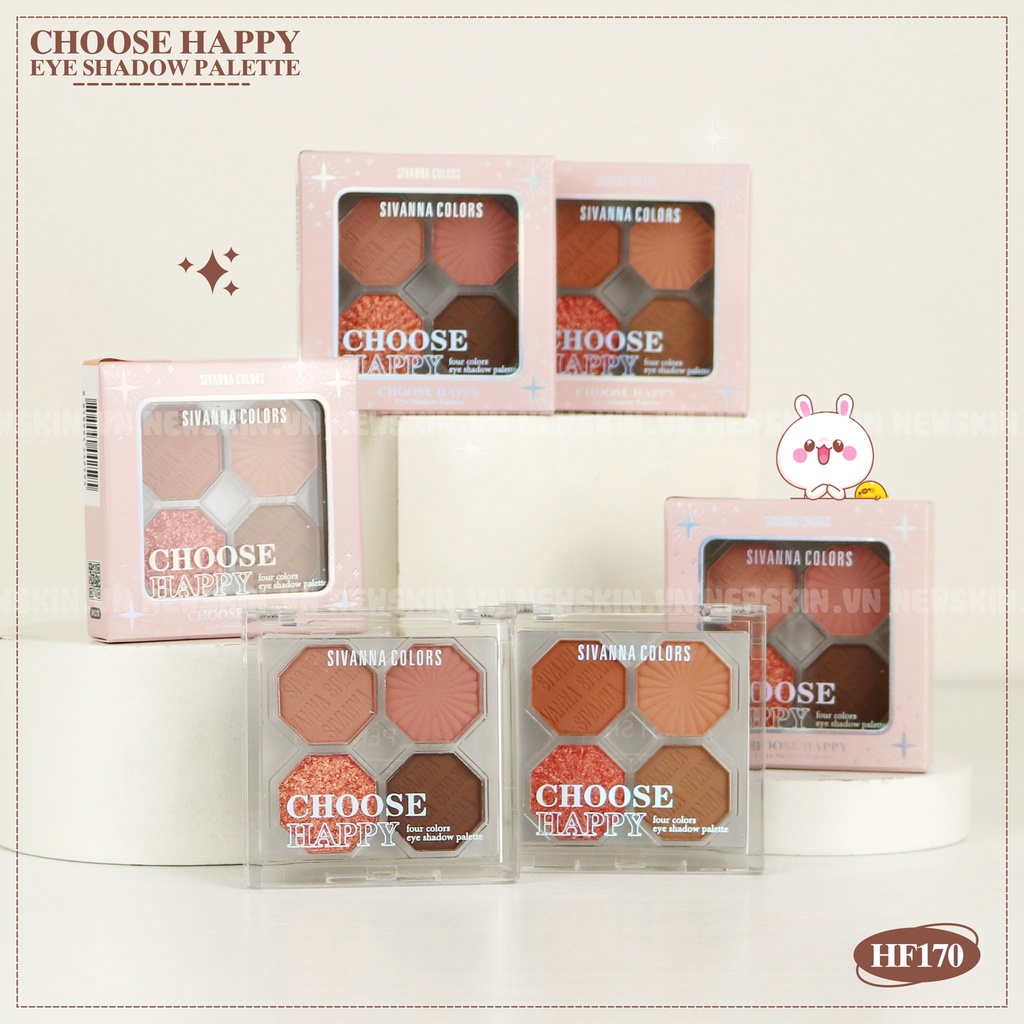 Bảng Phấn Mắt 4 Ô Sivanna Colors Choose Happy Eye x Cheek Shadow Palette HF170