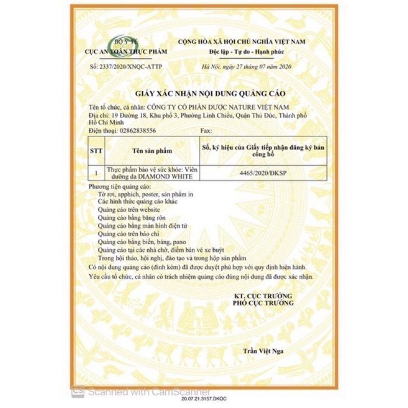 Viên uống dưỡng trắng da Ngọc Trinh Diamond White