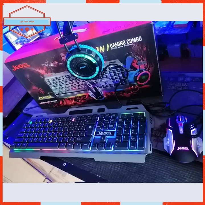 Combo Bàn Phím Chuột Tai Nghe Máy Vi Tính JEDEL CP-02 Gaming Đèn Led RGB Chơi Game 3in1